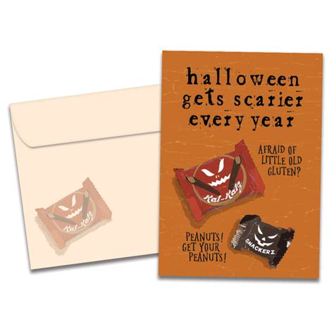 Scary Halloween Treats Halloween Greeting Card 4 Pack Tree Free Greetings