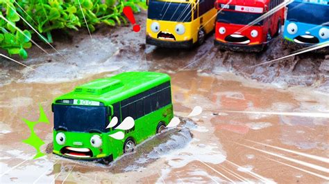 Street Vehicles Tayo Bus Stuck In The Mud Car Truck Rescue From The