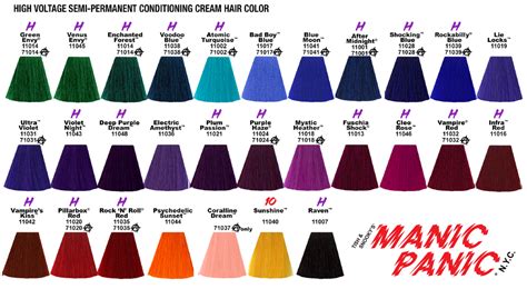 Swatch Charts - Manic Panic Hair Color Charts – ManicPanic Italia