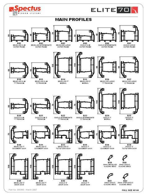 Spectus Elite 70 Chamfered Profile Chart Pdf