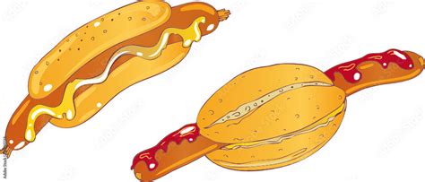 Hot dog Würstchen mit Brötchen Semmel Stock Vector Adobe Stock