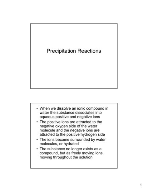 Precipitation Reactions