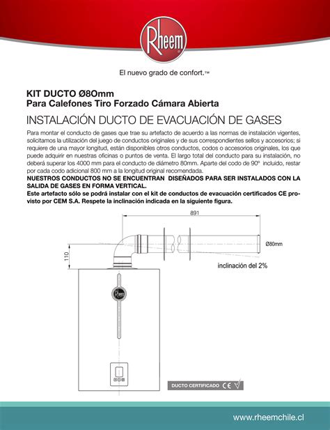 KIT DUCTO TIRO FORZADO RHEEM 80MM Ct MORETOCLIMA Profesionales De