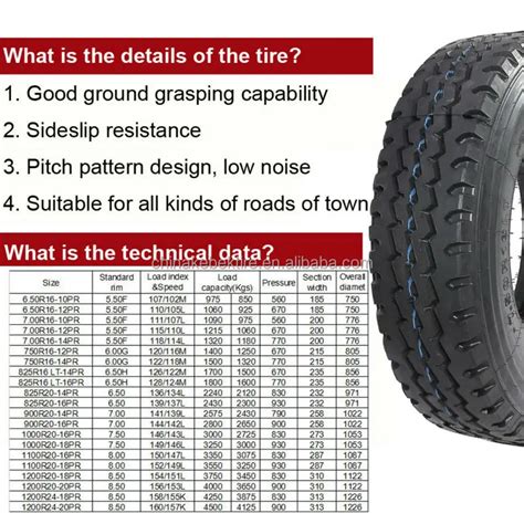 Light truck tire sizes chart