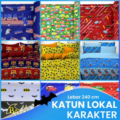 Jual Kain Sprei Cvc Katun Lokal Original Motif Cowok Meteran Lebar