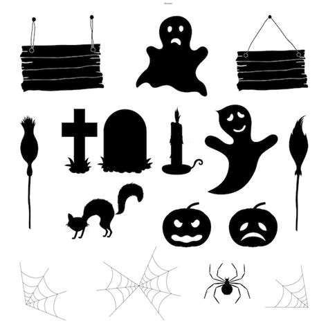 Premium Vector Halloween Set Of Silhouettes With Traditional