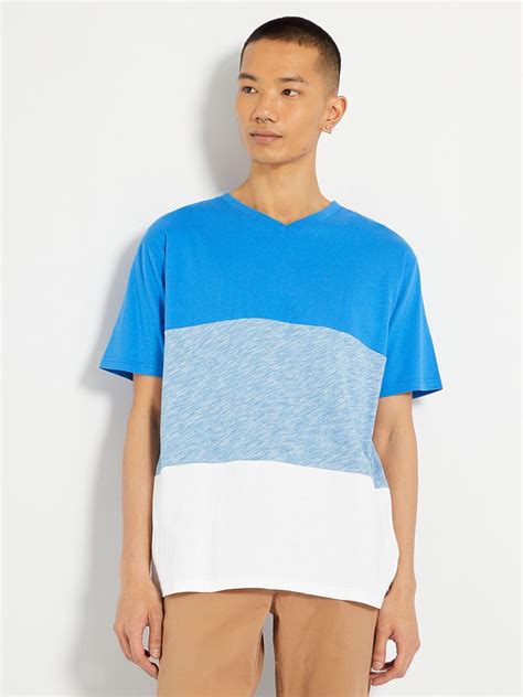 T Shirt Color Block Bleu Kiabi