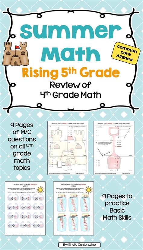 4th Grade Math Summer Review Worksheets Free Worksheets For Teachers