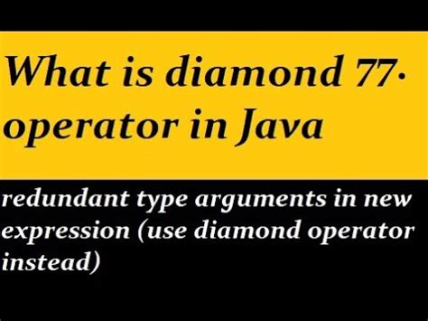 What Is The Diamond Operator In Java Youtube