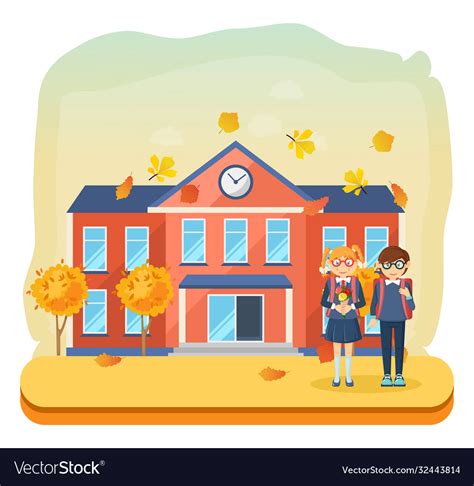 Facade school educational institution boy Vector Image