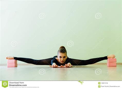 Elegant Beautiful Modern Ballet Dancer Girl With Perfect Body Sits On