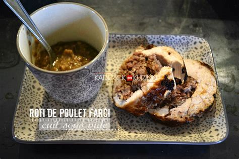 Roti Poulet Farci Au Foie Gras Cuisson Sous Vide à La Vapeur