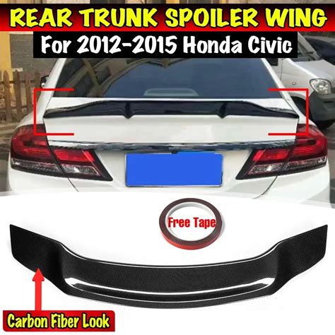 Black Carbon Fiber Look Car Rear Trunk Lip Boot Wing Extension For