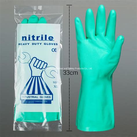 15 Mil Nitrile Chemical Resistant Gloves Cotton Flock Lined Resist Strong Acid Alkali 12 6