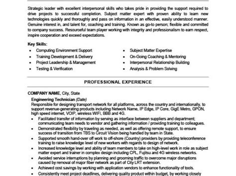 Engineering Technician Resume Engineering Technician Resume Template