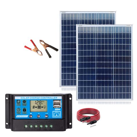 Zestaw 2x Panel 140W 280W Regulator 20A LCD USB Kable