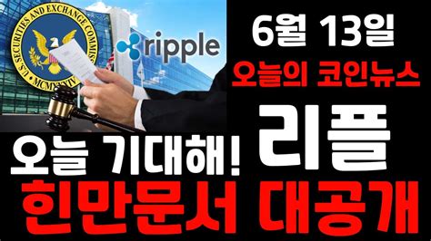 리플 오늘 기대해 힌만문서 대공개 리플 리플전망 리플코인 리플소송 Sec Xrp 비트코인 리플소송결과