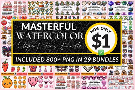 Masterful Mega Watercolor Clipart Bundle Bundle · Creative Fabrica