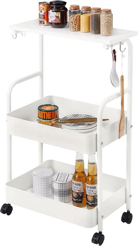 Amazon Vecelo Storage Rolling Cart With Table Top Tier Utility