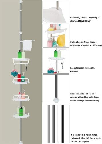 Esquinero De Ducha Multi Uso 4 Repisas Ajustable Organizador Cuotas