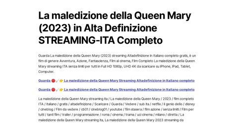 La Maledizione Della Queen Mary In Alta Definizione Streaming