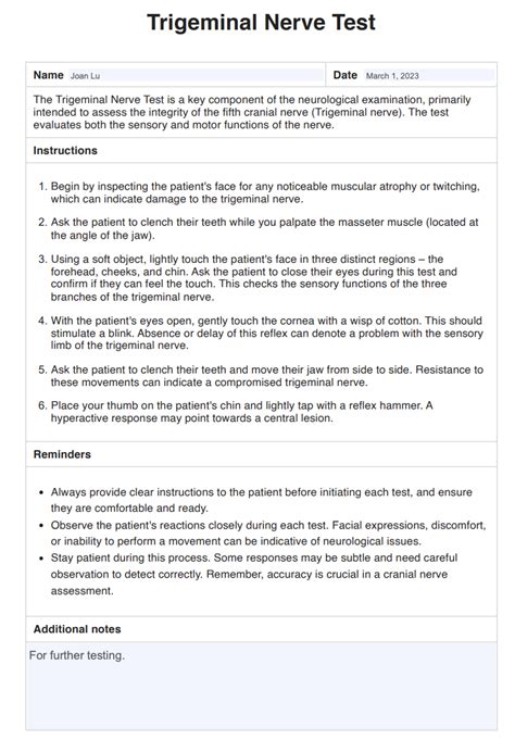 Trigeminal Nerve Function Assessment | Free Download