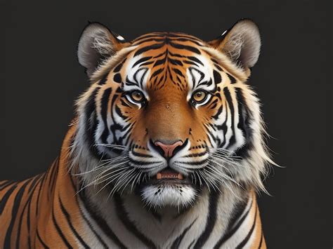 Premium AI Image Portrait Of A Tiger With A Black Background