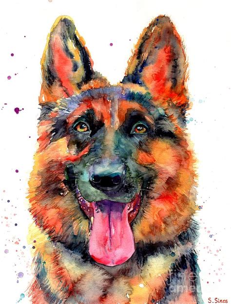 German Shepherd Pet Portrait Painting By Suzann Sines Fine Art America