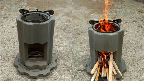 Diy Making Firewood Stove From Cement Outdoor Stove Wood Burning Youtube