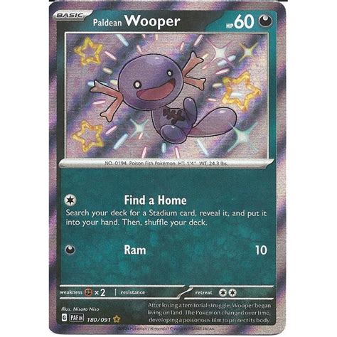 Pokemon Trading Card Game Paldean Wooper Shiny Rare Card Sv