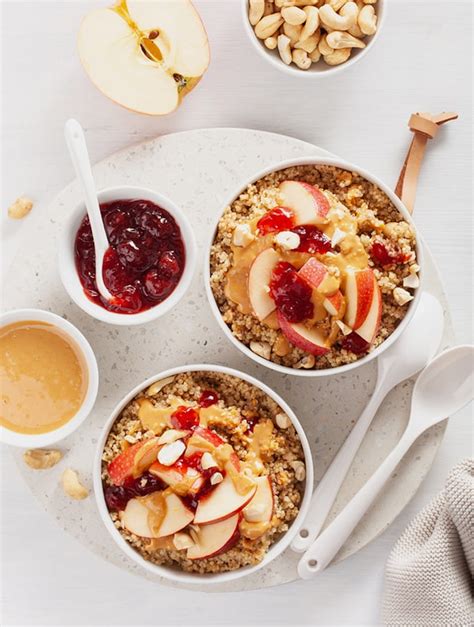 Peanut Butter and Jam Whole Grain Breakfast Bowls