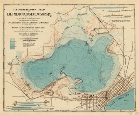 Hydrographic Map Of Lake Mendota Dane County Wisconsin