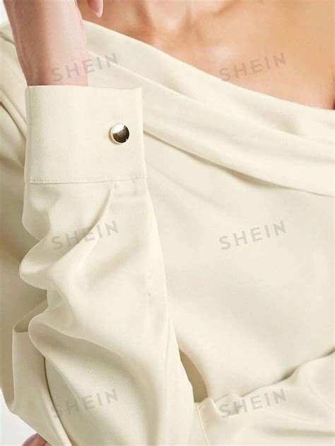 Shein Bizwear Asymmetrical Neck Ruched Detail Satin Blouse Shein Uk