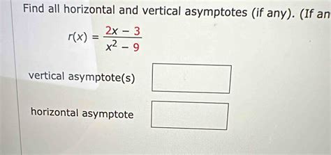 Solved Find All Horizontal And Vertical Asymptotes If Any If An R