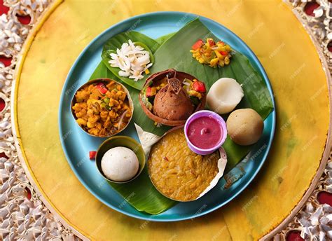 Premium Photo Onam Feast Eating Onasadya In Banana Leaf During The