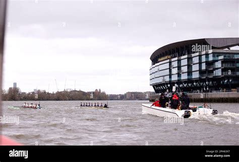 Cambridge Left And Oxford In Action During The Women S Race During