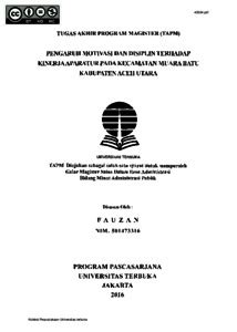 Pengaruh Motivasi Dan Disiplin Terhadap Kinerja Aparatur Pada Kecamatan