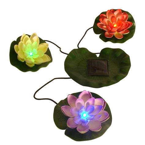 Beckett Solar Lilies Sl The Home Depot Pond Lights Solar Led Lights