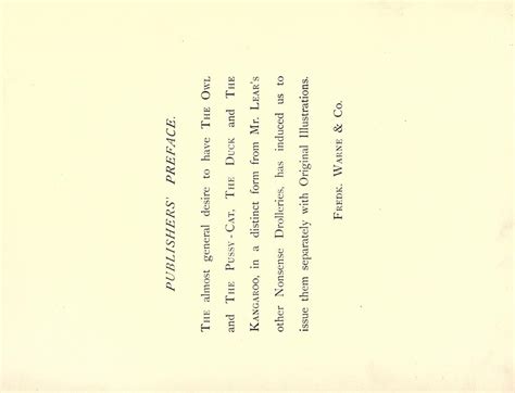 Nonsense Drolleries The Owl And The Pussy Cat The Duck And The Kangaroo By Edward Lear