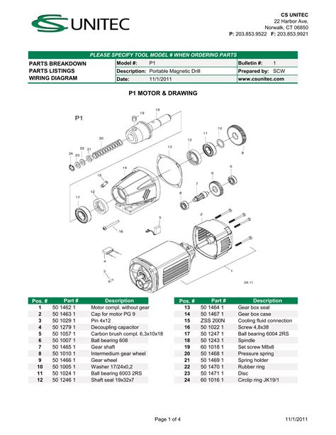 Cs Unitec Electric Magnetic Drills Schematic P1 Pdf