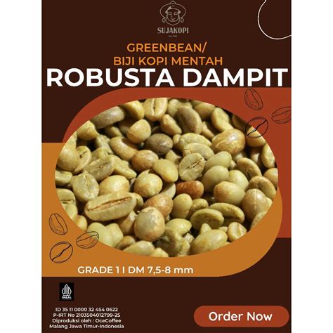 Jual 1KG Kopi Robusta Dampit Greenbean Biji Kopi Mentah Grade 1 Sortir