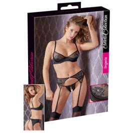 Zwarte BH Set Met Jarretel En Open String Sextoyland