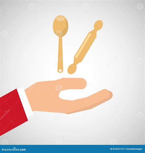 Bakery Cooking Hand Roller And Spoon Stock Vector Illustration Of