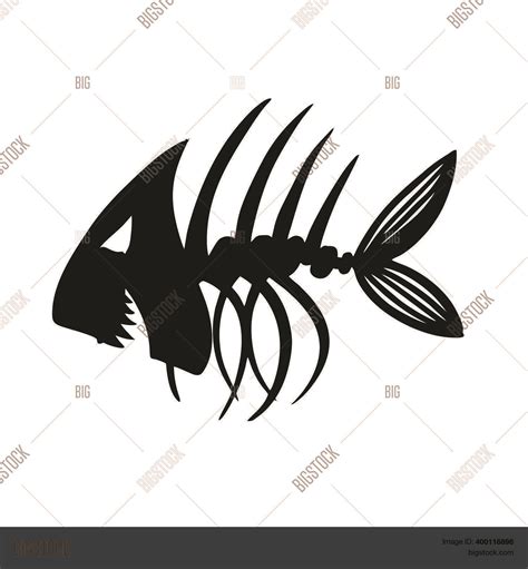 Black Skeleton Fish Vector Photo Free Trial Bigstock