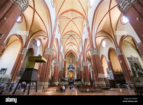 Interior Of The Basilica Of San Petronio The Main Church Of Bologna