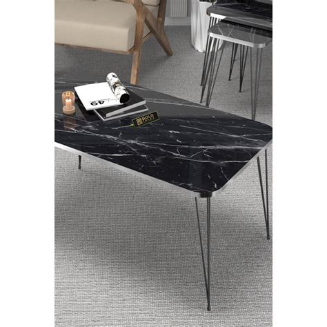 Mercer Table Basse En Marbre Noir Avec Pieds En M Tal Tiges