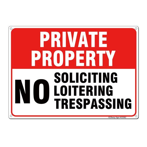 No Soliciting No Loitering No Trespassing Sign No Trespassing Sign