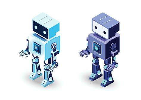 Isometric Robots Digital Robotic Machines Illustrator Vector 23847656