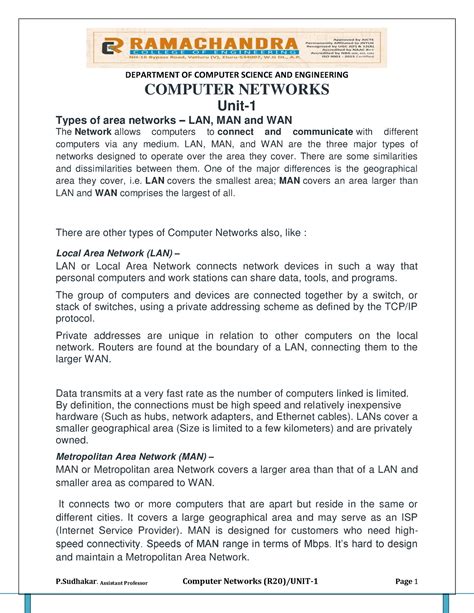 Cn Unit About Computer Networks Computer Networks Unit Types Of