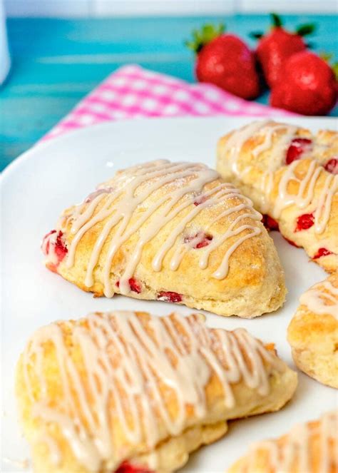 Fresh Strawberry Scones Recipe With A Vanilla Glaze